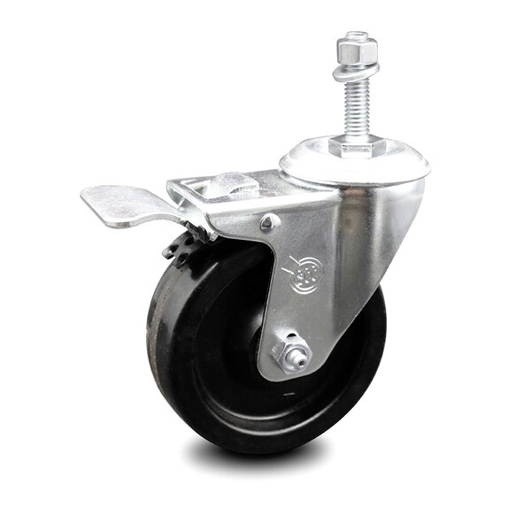 4 Inch Phenolic Swivel 3/8 Inch Threaded Stem Caster with Total Lock Brake SCC